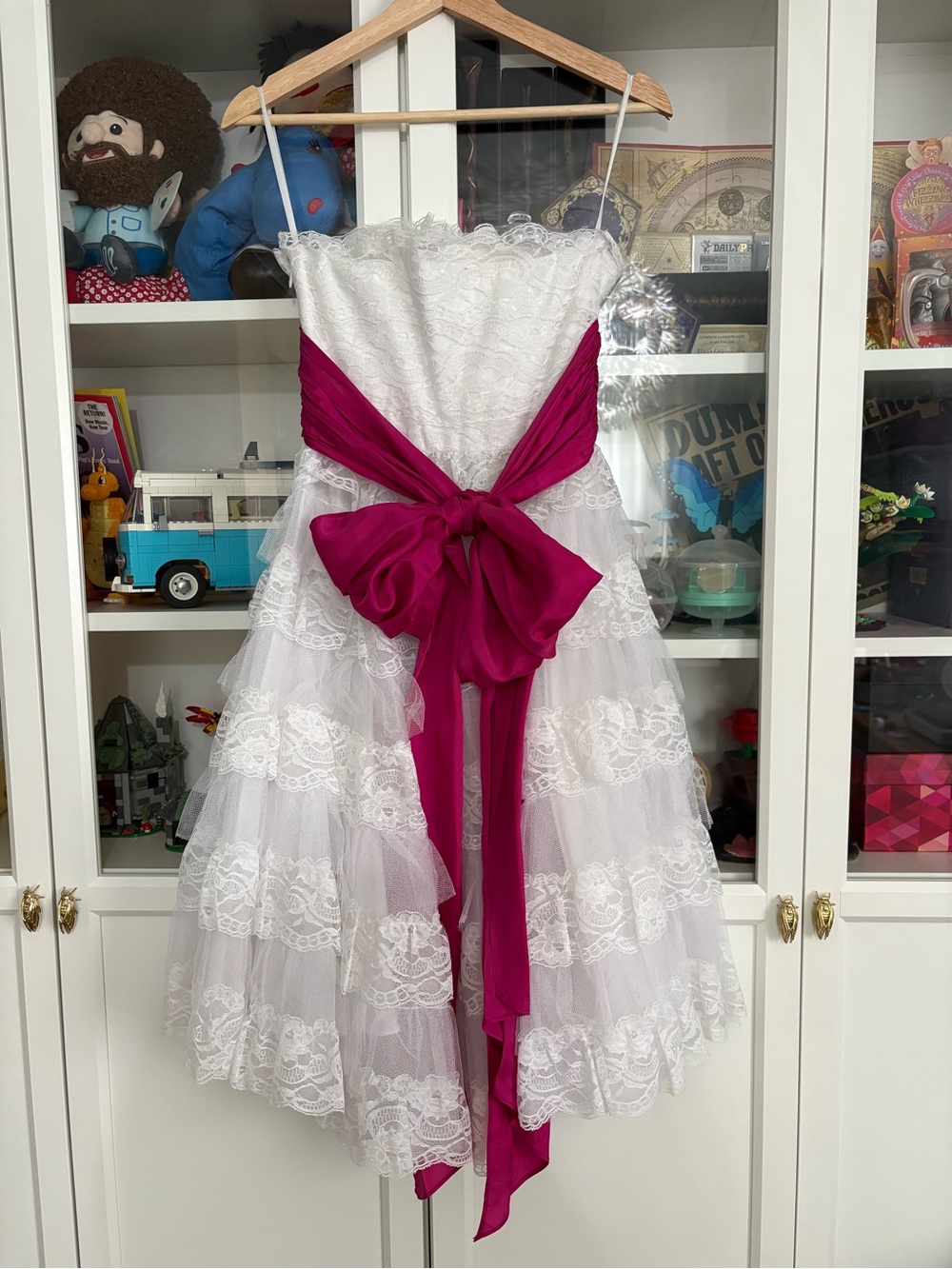 Vintage Betsey Johnson Tea Party Dress White Pink - Picture 2 of 3